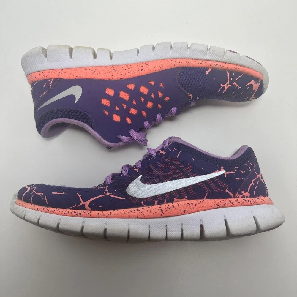 Nike Girl's Flex Run 'Lava Glow' Running Shoe‎ (GS) Size 5Y Purple/Orange